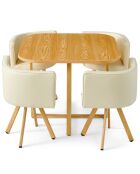 Set tavolo e 4 sedie scandinavi Oslo beige - 90x90x75 cm