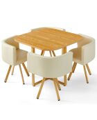 Set tavolo e 4 sedie scandinavi Oslo beige - 90x90x75 cm