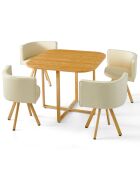Set tavolo e 4 sedie scandinavi Oslo beige - 90x90x75 cm