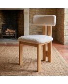Chaise de salle à manger design ceriz en tissu bouclette beige et bois clair - 45x48x78 cm