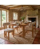 Chaise de salle à manger design ceriz en tissu bouclette beige et bois clair - 45x48x78 cm