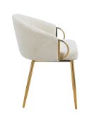 2 chaises arrondies et matelassées patricia métal doré et tissu beige - 55x52x74 cm