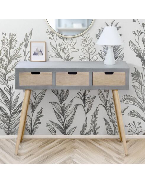 Skandinavische Konsole mit 3 Schubladen Tatum Grey - 100x34x77 cm