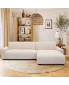 Sofá esquinero moderno de pana color crema Wallis - 288x161x74 cm