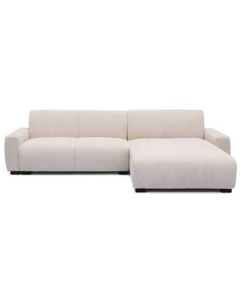 Sofá esquinero moderno de pana color crema Wallis - 288x161x74 cm