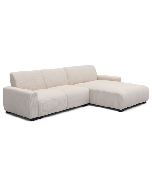 Sofá esquinero moderno de pana color crema Wallis - 288x161x74 cm