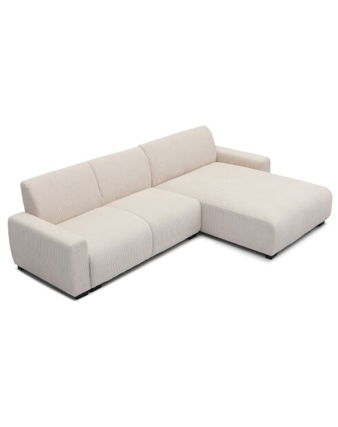 Sofá esquinero moderno de pana color crema Wallis - 288x161x74 cm