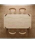 Cezanne Art-Deco-Design-Esstisch mit beigem Travertin-Effekt und dunklem Holz - 180x90x75 cm