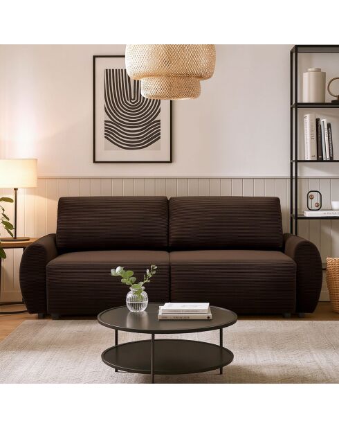 Traviata 3-Sitzer-Schlafsofa aus braunem Kord - 251x90x86 cm