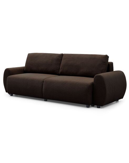 Traviata 3-Sitzer-Schlafsofa aus braunem Kord - 251x90x86 cm