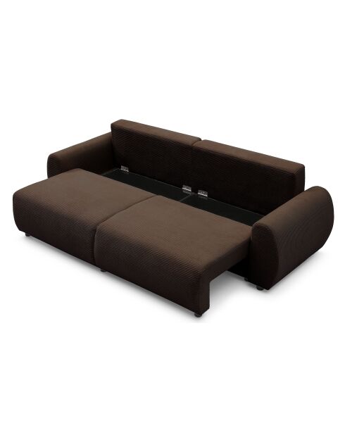 Traviata 3-Sitzer-Schlafsofa aus braunem Kord - 251x90x86 cm