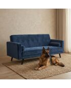 Skandinavisches Clic-Clac Schlafsofa aus Slow Blue Samt — 196x150x90 cm