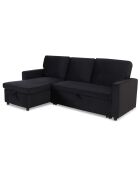 Divano trasformabile con angolo reversibile in velluto Baleares nero - 215x133x83 cm