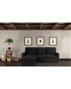 Divano trasformabile con angolo reversibile in velluto Baleares nero - 215x133x83 cm