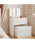 Coiffeuse compacte avec miroir led tiroir et pouf intégré germina blanche - 60x50x80 cm