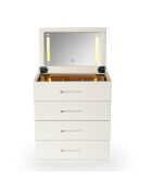 Coiffeuse compacte avec miroir led tiroir et pouf intégré germina blanche - 60x50x80 cm