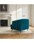 Gewatteerde fauteuil in boudoirstijl in eendenblauw glamfluweel - 93x86x71 cm
