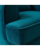 Gewatteerde fauteuil in boudoirstijl in eendenblauw glamfluweel - 93x86x71 cm