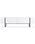 Mueble de TV moderno con 2 puertas Valmain de metal blanco/negro - 180x30x50 cm