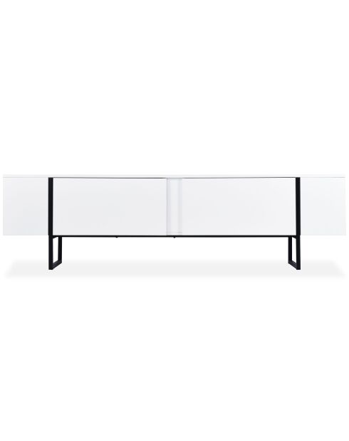 Mueble de TV moderno con 2 puertas Valmain de metal blanco/negro - 180x30x50 cm