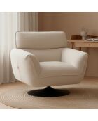 Moderne draaibare fauteuil met verstelbare rugleuning in crème Ghislain corduroy - 88x85x85 cm