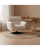Moderne draaibare fauteuil met verstelbare rugleuning in crème Ghislain corduroy - 88x85x85 cm