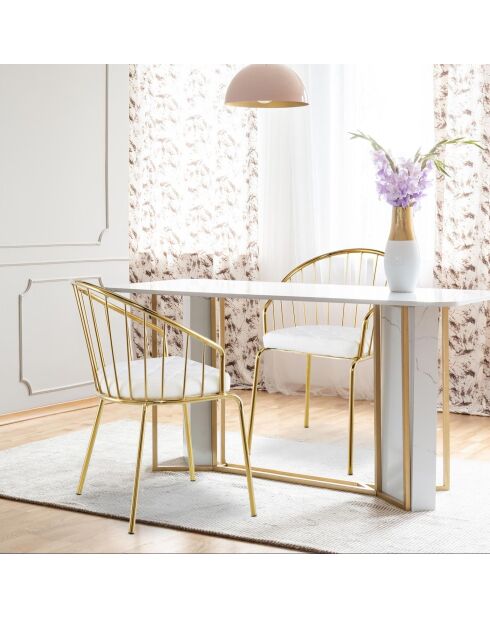 2 Eventille Stühle/Sessel aus weißem Kunstleder, 47 x 55,5 x 77,5 cm