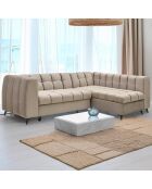 Divano angolare trasformabile Chessy taupe in velluto - 247x166x77 cm