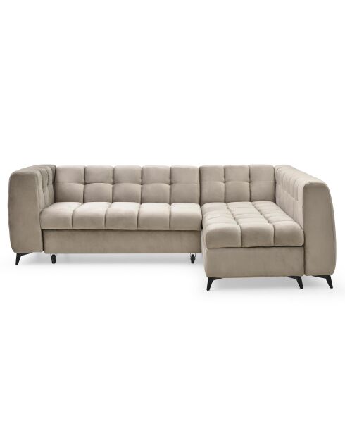 Divano angolare trasformabile Chessy taupe in velluto - 247x166x77 cm