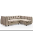 Divano angolare trasformabile Chessy taupe in velluto - 247x166x77 cm