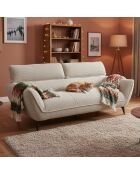 Canapé 3 places moderne avec dossier réglable en velours côtelé Ghislain crème - 198x85x85 cm