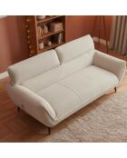 Canapé 3 places moderne avec dossier réglable en velours côtelé Ghislain crème - 198x85x85 cm