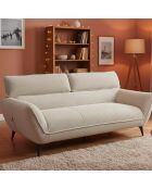 Canapé 3 places moderne avec dossier réglable en velours côtelé Ghislain crème - 198x85x85 cm