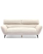 Canapé 3 places moderne avec dossier réglable en velours côtelé Ghislain crème - 198x85x85 cm