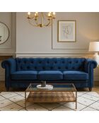 Grote 3-zitsbank in blauw Chesterfield-fluweel - 209x82x72 cm