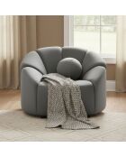 Fauteuil design arrondi en velours Sidonie gris - 103x87x74 cm