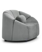 Fauteuil design arrondi en velours Sidonie gris - 103x87x74 cm