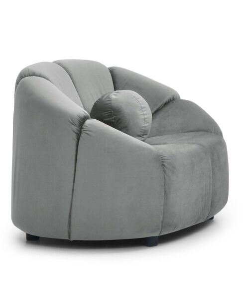 Fauteuil design arrondi en velours Sidonie gris - 103x87x74 cm