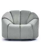 Fauteuil design arrondi en velours Sidonie gris - 103x87x74 cm