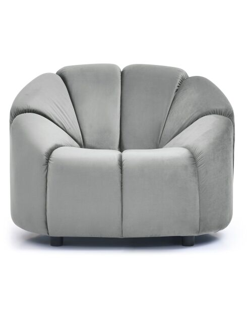 Fauteuil design arrondi en velours Sidonie gris - 103x87x74 cm