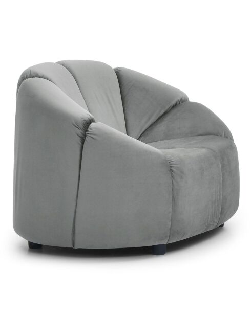 Fauteuil design arrondi en velours Sidonie gris - 103x87x74 cm