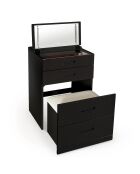 Coiffeuse compacte avec miroir led tiroir et pouf intégré germina noire - 60x50x80 cm