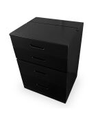 Coiffeuse compacte avec miroir led tiroir et pouf intégré germina noire - 60x50x80 cm