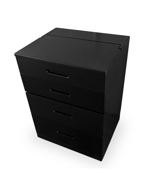 Coiffeuse compacte avec miroir led tiroir et pouf intégré germina noire - 60x50x80 cm