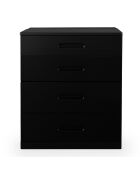 Coiffeuse compacte avec miroir led tiroir et pouf intégré germina noire - 60x50x80 cm