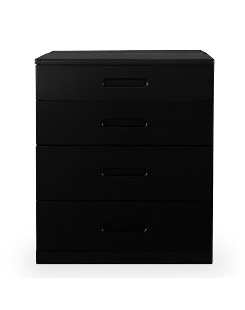 Coiffeuse compacte avec miroir led tiroir et pouf intégré germina noire - 60x50x80 cm