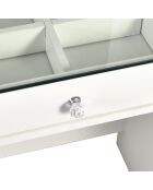 Coiffeuse moderne avec 13 tiroirs et plateau en verre transparent probeauty blanche - 120x44 5x79 8 cm/120x44 5x0 8 cm