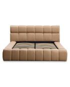 Cama cómoda con bordes acolchados, tela beige, 180 x 200 cm