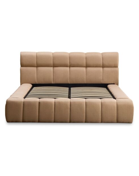 Cama cómoda con bordes acolchados, tela beige, 180 x 200 cm