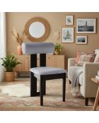 Chaise de salle à manger style intemporel Tuboli bois noir et velours gris -45x55x79 cm